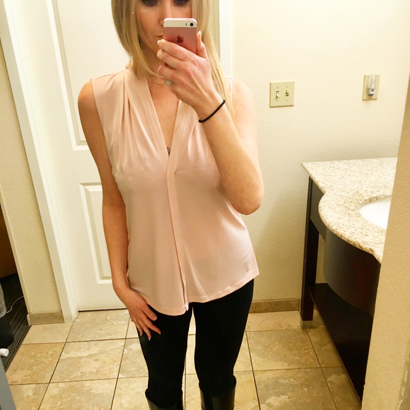 NWT Calvin Klein Pleated V-Neck Suit Shell, size L - Picture 2 of 8